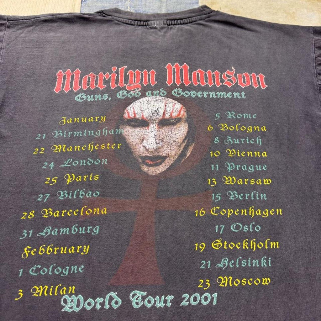 2001 Marilyn Manson Holy Wood Guns God Government World Tour Tee | XL