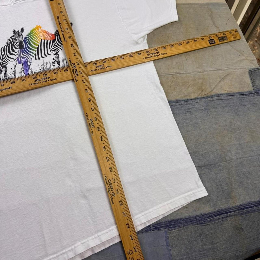 1990s Weiskamp Rainbow Zebra Screen Printing Tee | XL