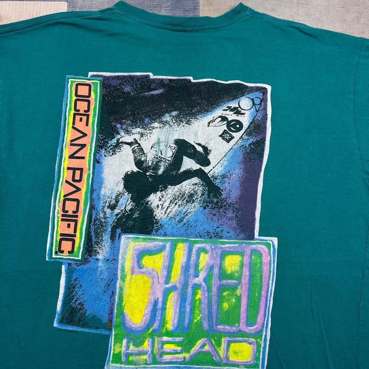 1990s Ocean Pacific Shred Head Surf Tee | XL
