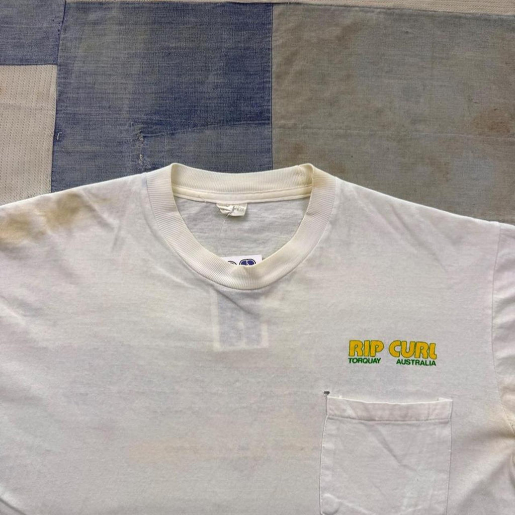 1980s Rip Curl Wave Pirates Australia Surf Pocket Tee | Large