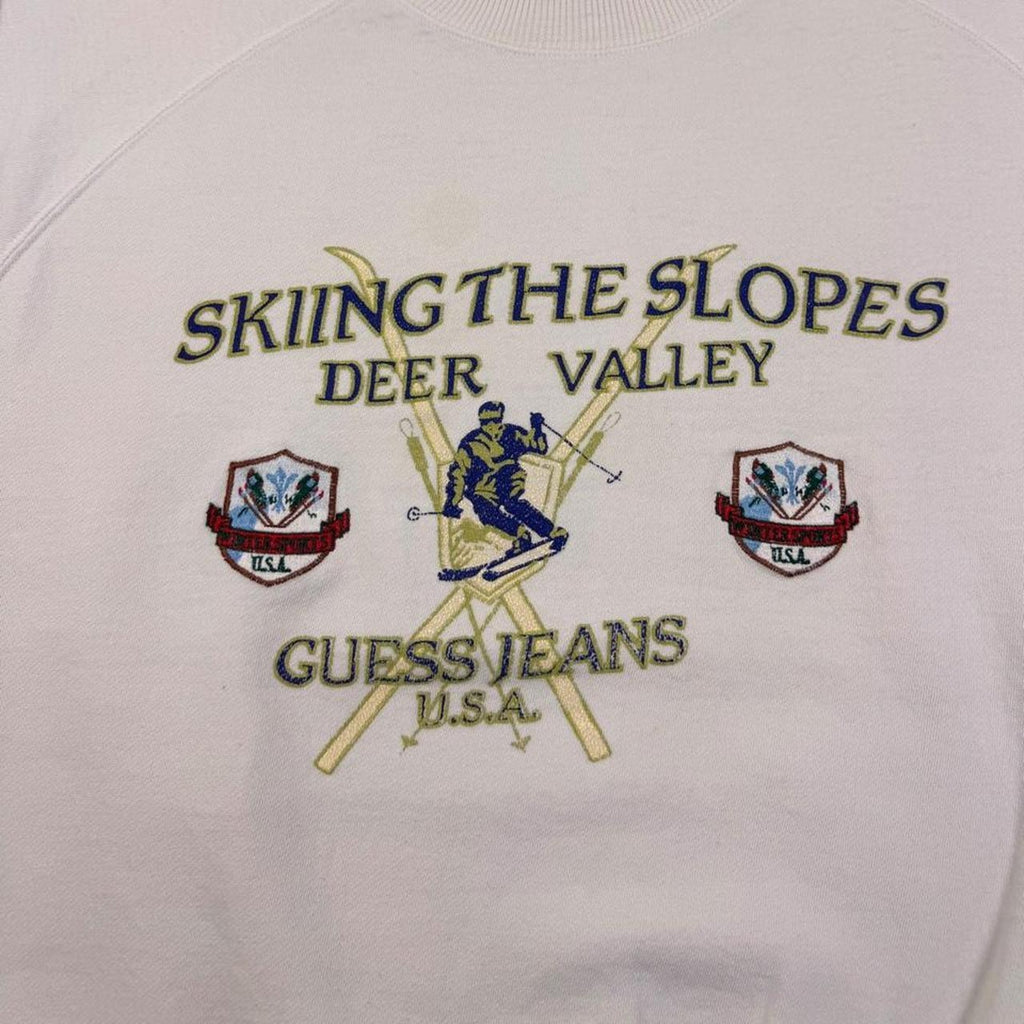 1990s Guess Jeans Deer Valley Skiing Graphic Sweatshirt | Medium
