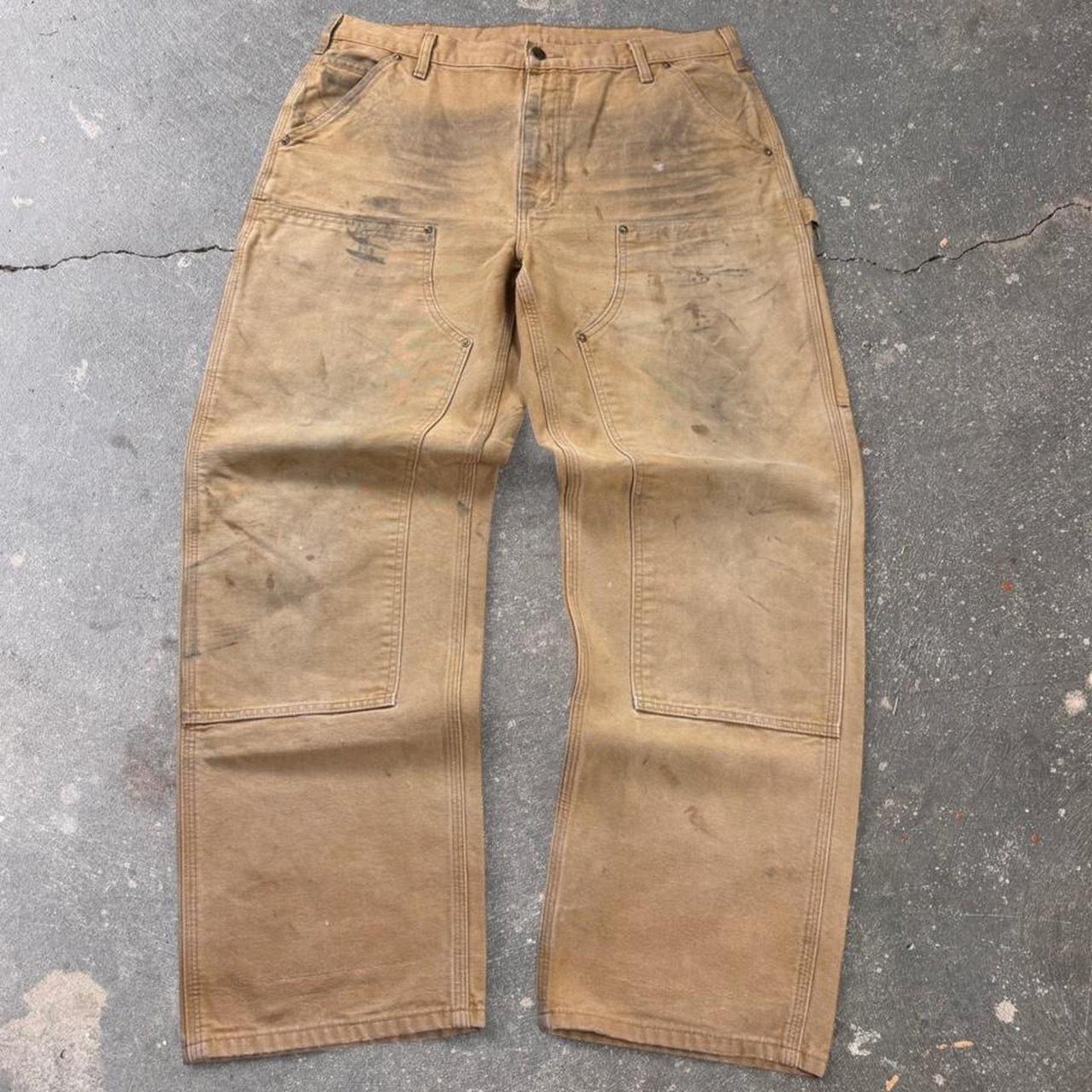 2000s Carhartt Brown Duck Double Knee Carpenter Pants | 36x31