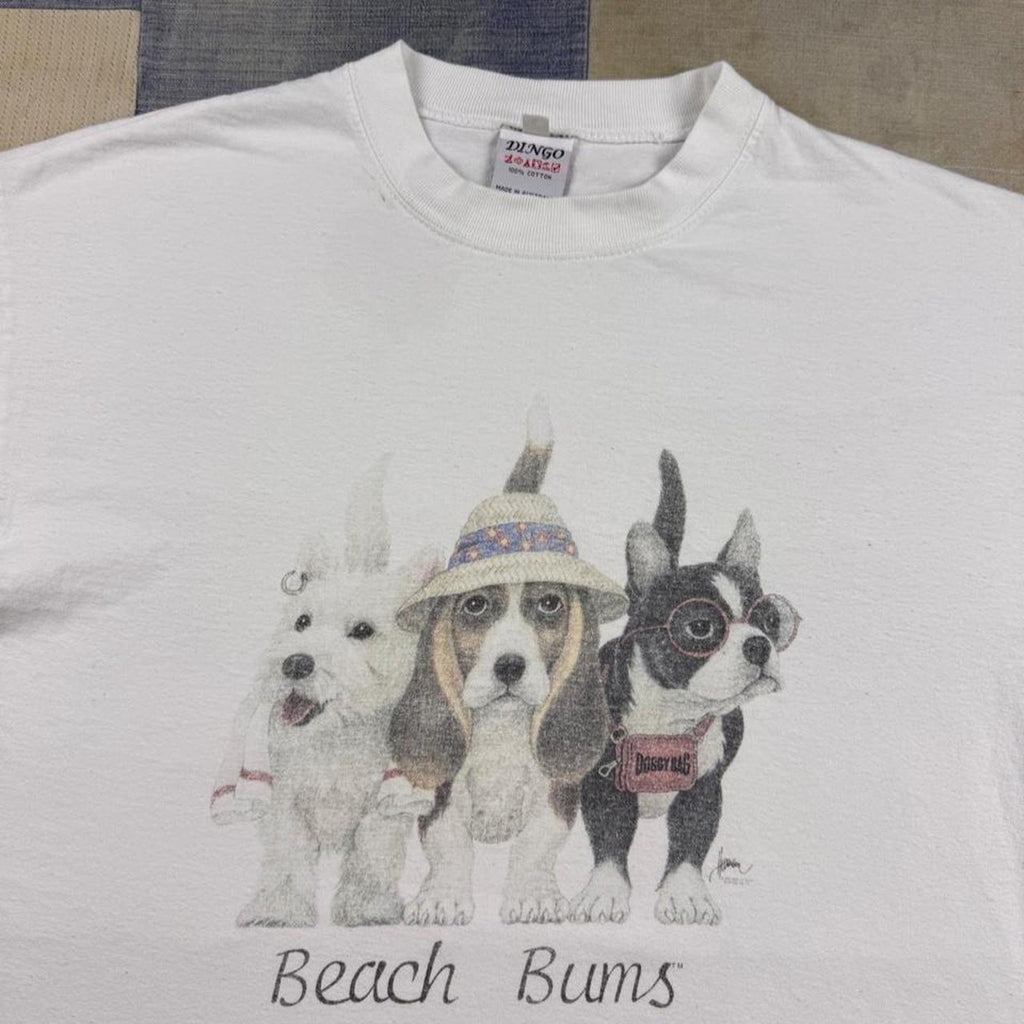 1990s Beach Bums Dogs Double-Sided Graphic Tee | Medium