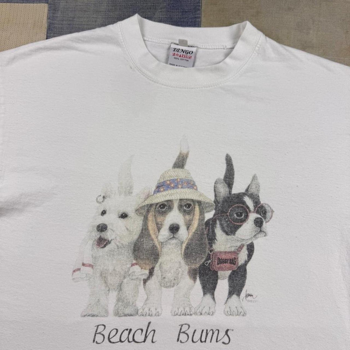 1990s Beach Bums Dogs Double-Sided Graphic Tee | Medium