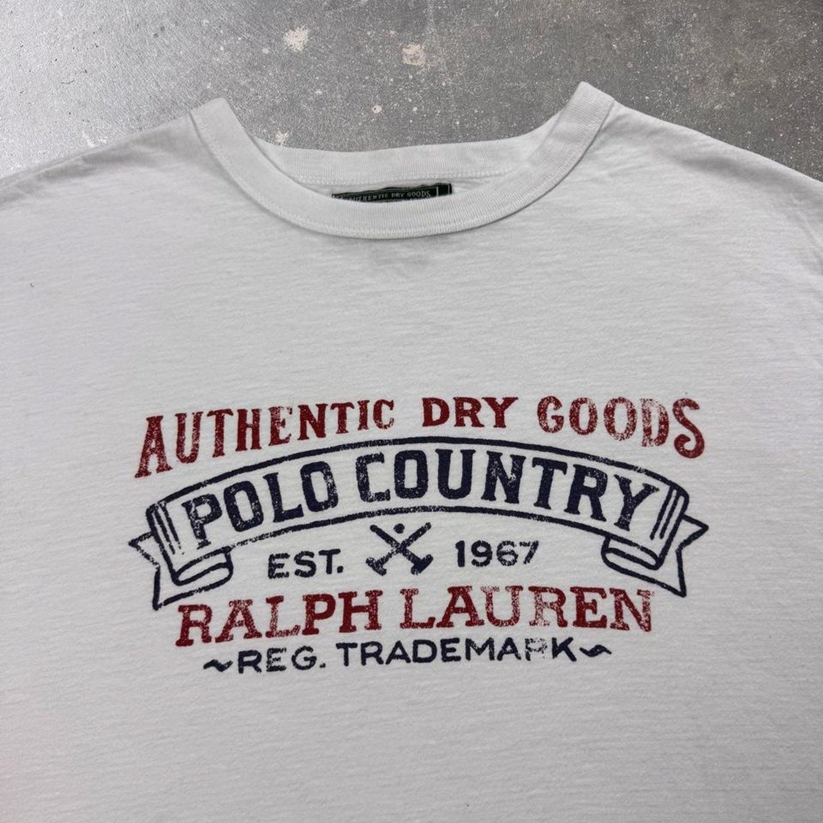 2000s Polo Country Ralph Lauren Authentic Dry Goods Graphic Tee | Small