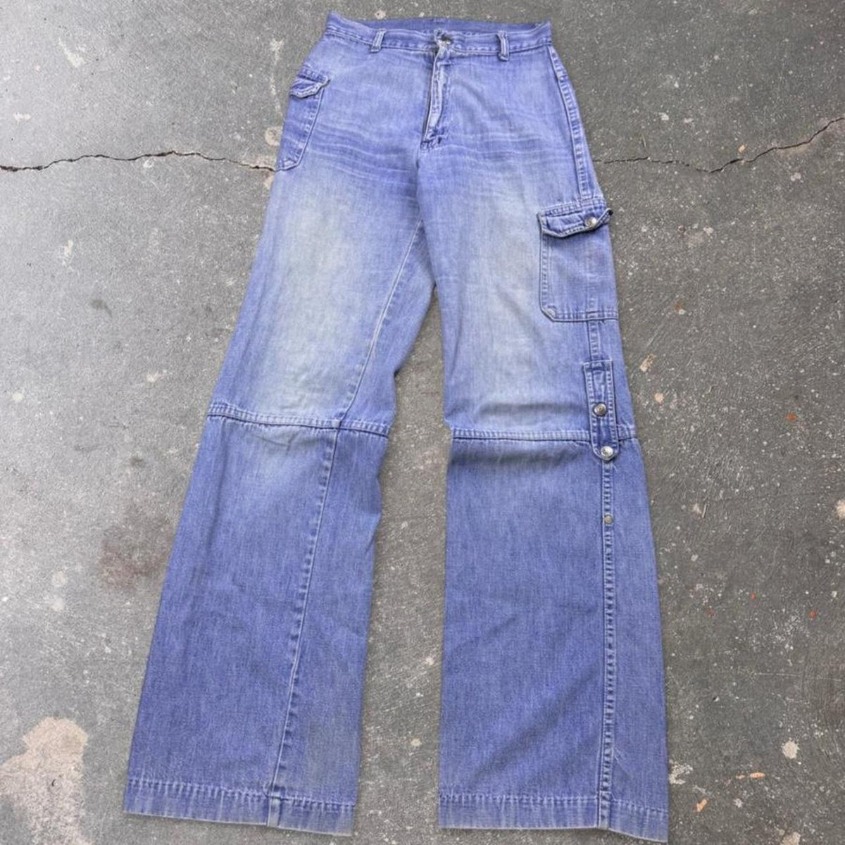 1970s Lee Riveted Baggy Cargo Wide Leg Jeans | 26x33