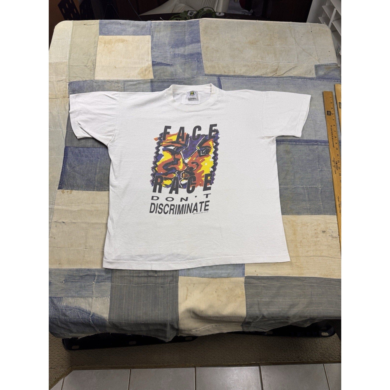 Vintage Face Race Don't Discriminate T Shirt Cross Colours 90s USA Single Stitch