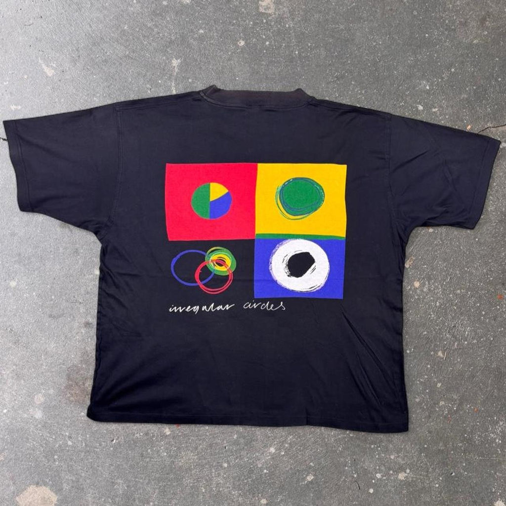 1990s Modus Irregular Circles Abstract Art Graphic Tee Black | XL