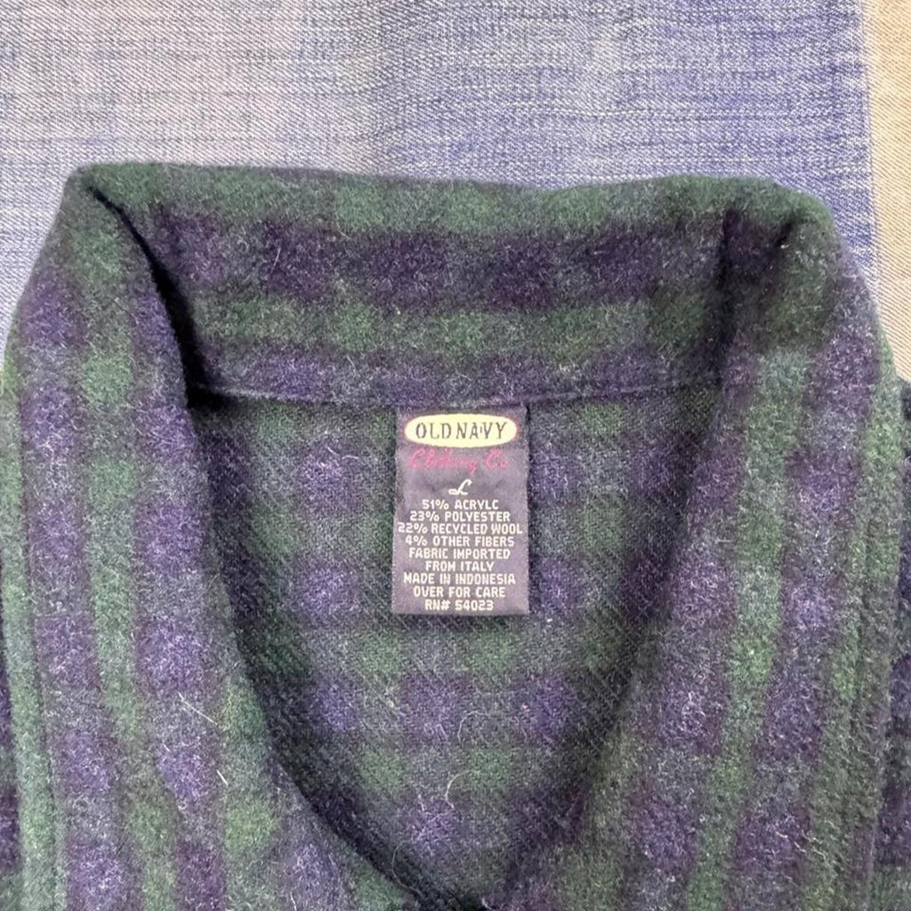 1990s Old Navy Clothing Co. Plaid Wool Blend Zip Womens Jacket | Large