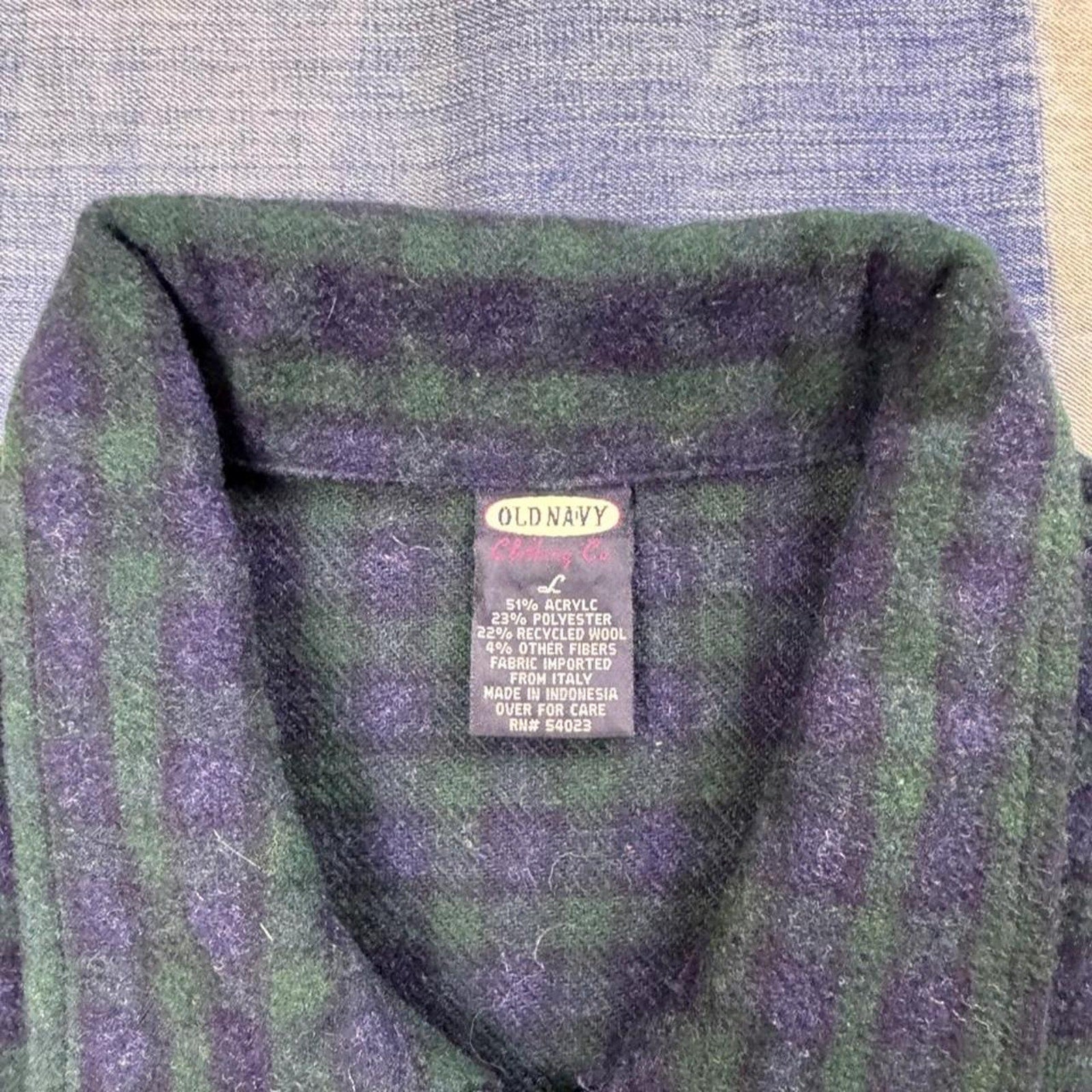 1990s Old Navy Clothing Co. Plaid Wool Blend Zip Womens Jacket | Large