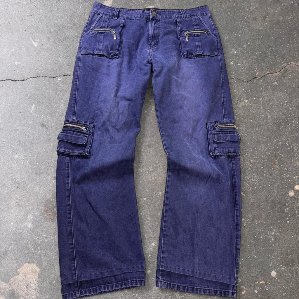 2000s Al Sole Multi Pocket Baggy Cargo Jeans | 38x32