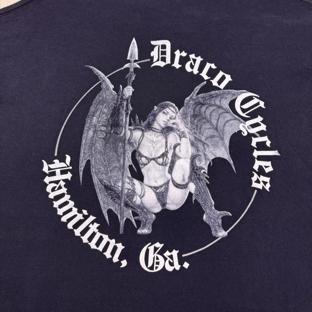 2000s Draco Cycles Dragon Motorcycle Shop Graphic Tee | XL