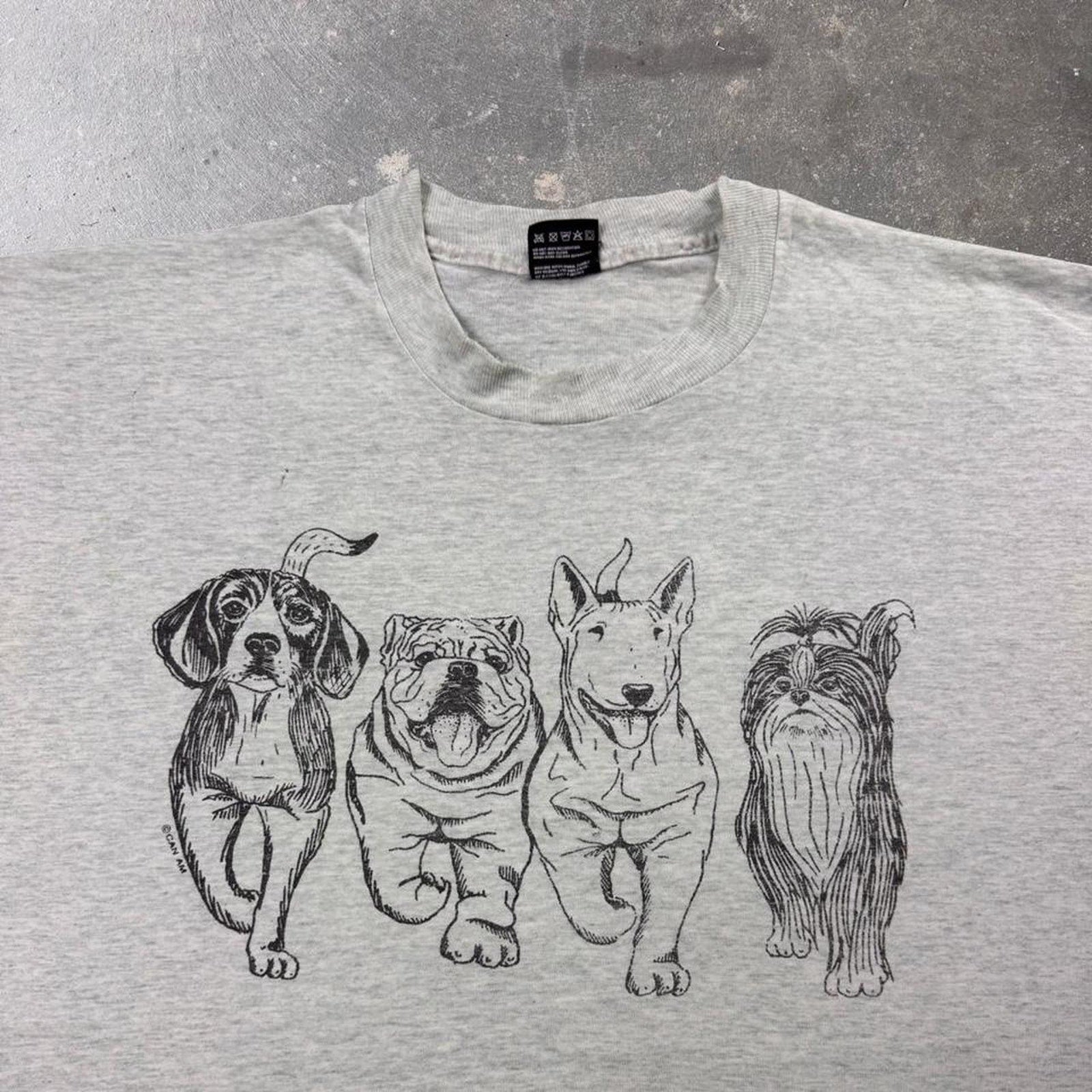 1990s Dog Breeds Front and Back Graphic Tee | XL