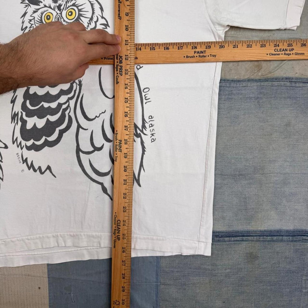 1990s Alaska Horned Owl Wrap Print Tee | S