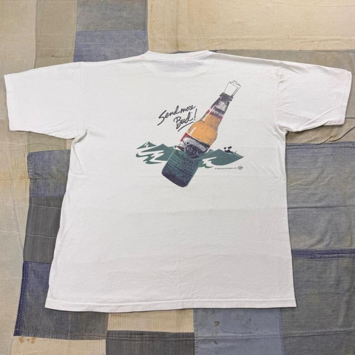 1989 Budweiser “Stranded… Send More Bud!” Beer Promo Tee | XL