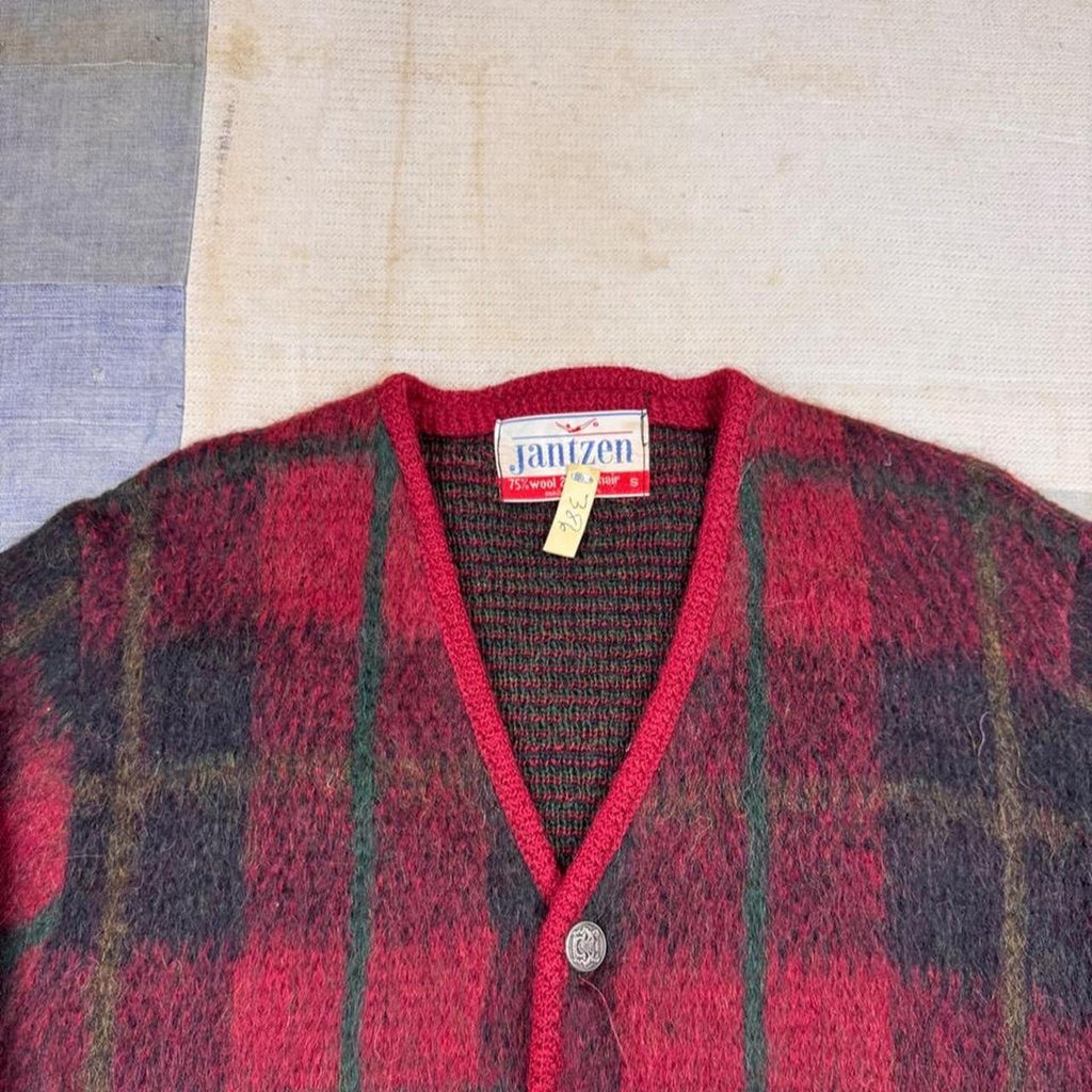 1960s Jantzen Plaid Mohair Cardigan | S