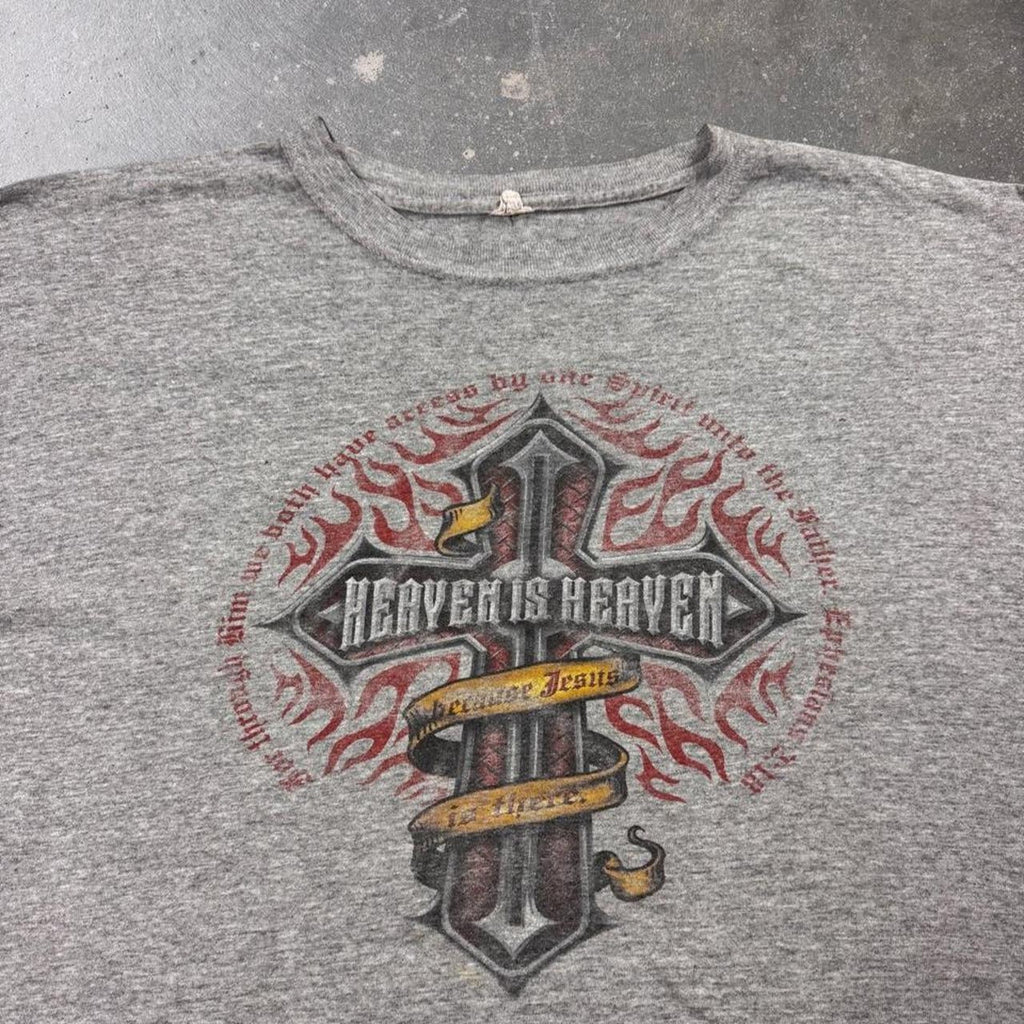 2000s Heaven Is Heaven Christian Cross Graphic Tee | XL