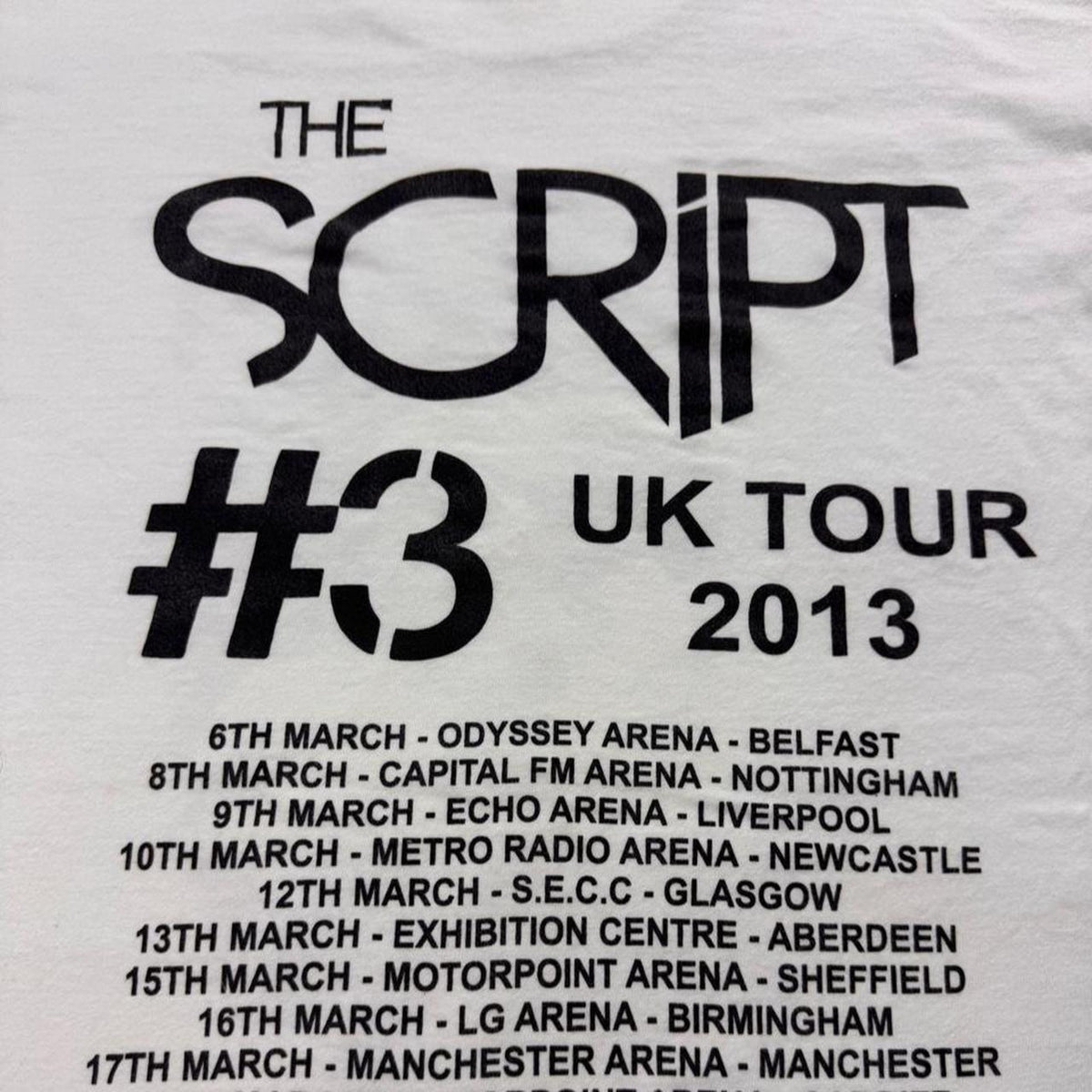 2013 The Script UK Tour Band Tee | Large