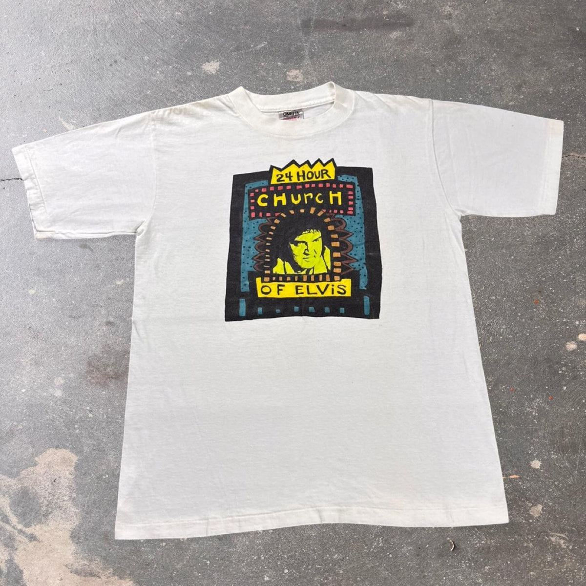 1990s 24 Hour Church Of Elvis Graphic Tee | Large