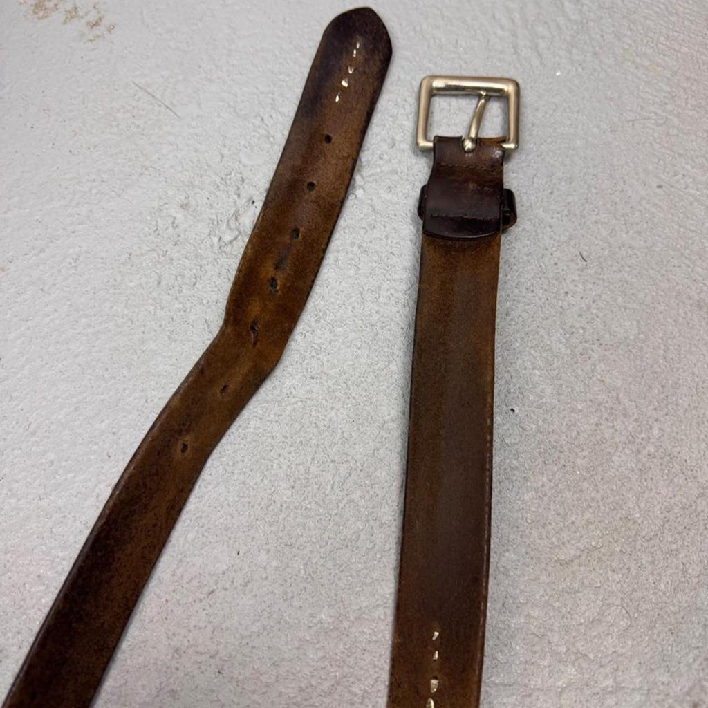 1990s JOED Brown Leather Blue Stone Studded Belt | 40”