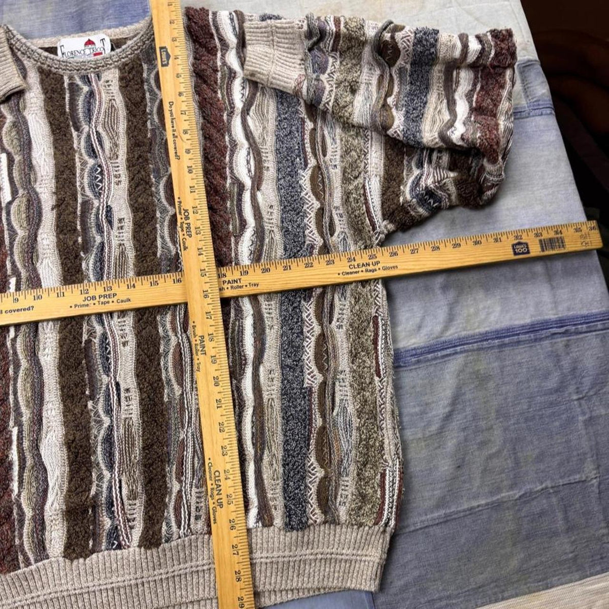 1990s Florence Tricot 3D Textured Knit Coogi Style Sweater | XXL