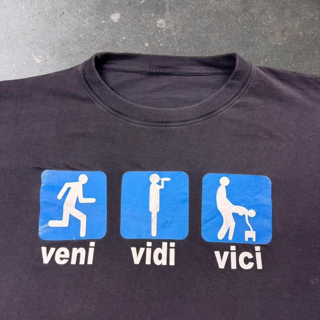 2000s “Veni Vidi Vici” Adult Humor Graphic Tee | XL