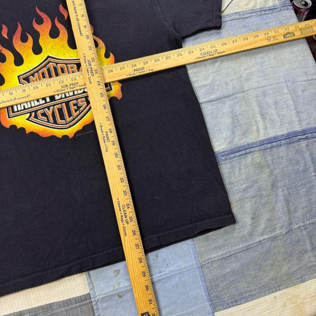 2000s Harley-Davidson Flaming Bar & Shield Logo Tee | XL