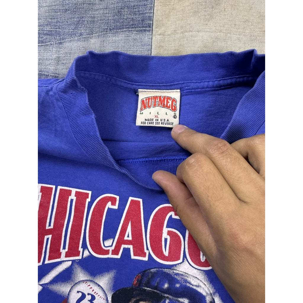 Vintage Nutmeg Mills Chicago Cubs Ryne Sandberg MLB T Shirt XL Made USA 90s