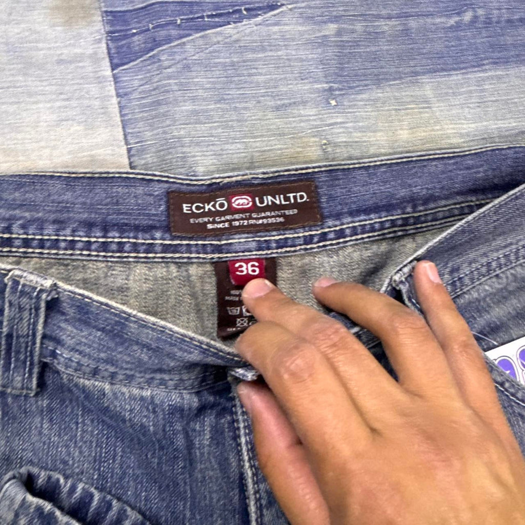 2000s Ecko Unltd Bulldog Embroidered Baggy Jeans | 36 x 31