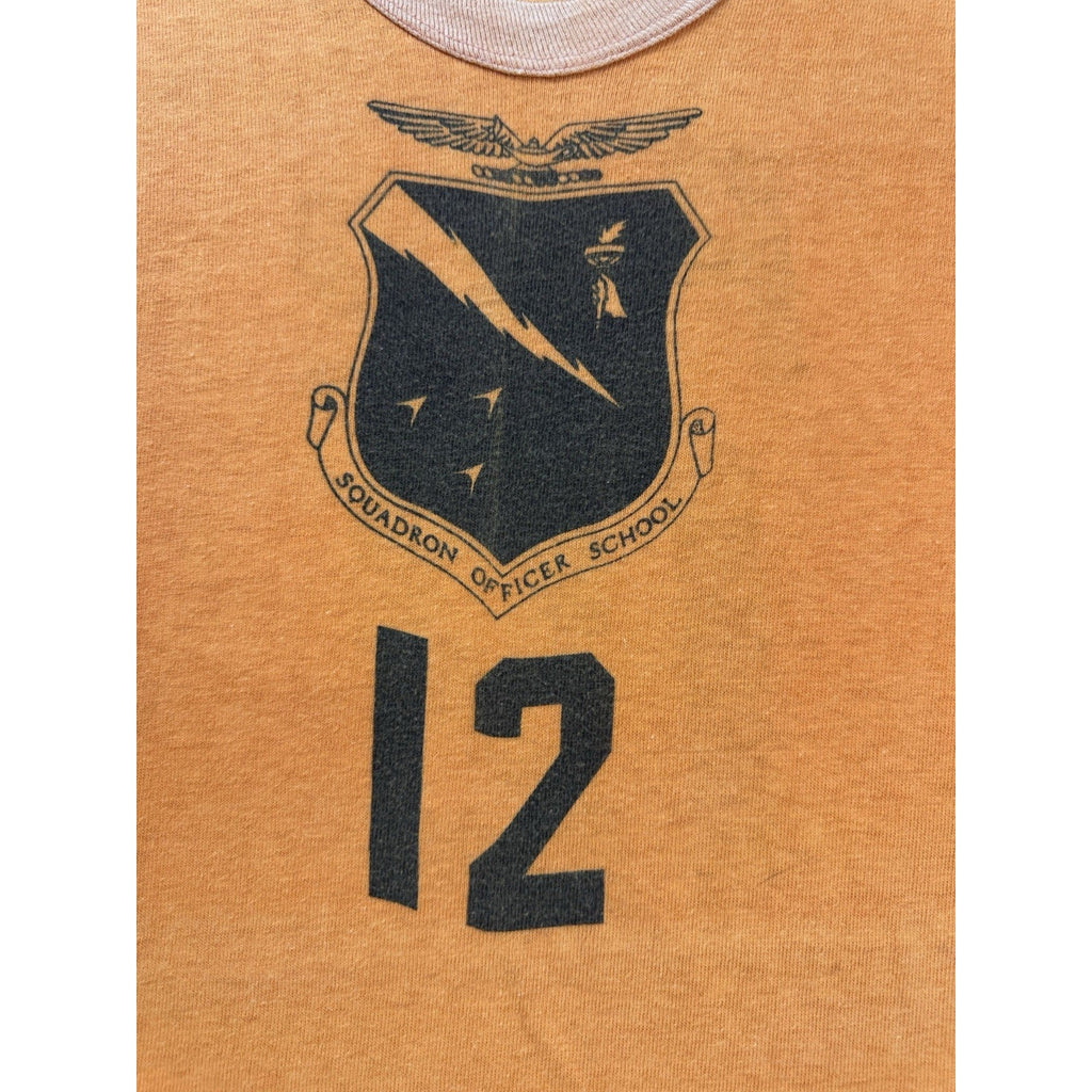 Vintage 1960 USAF Squadron Officer School F-62 Ringer T Shirt Russell Southern L