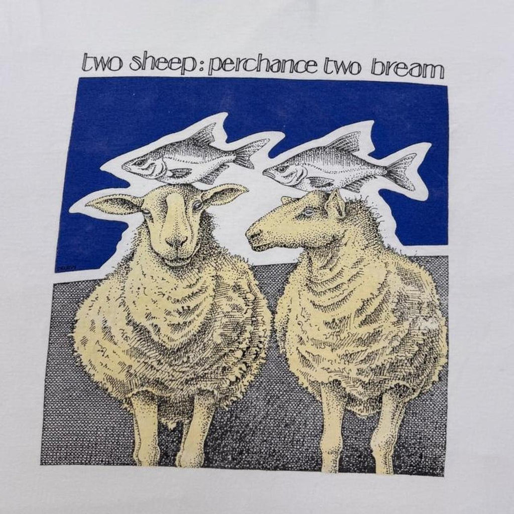 1990s Two Sheep Perchance Two Bream Surreal Fish Graphic Tee | XL
