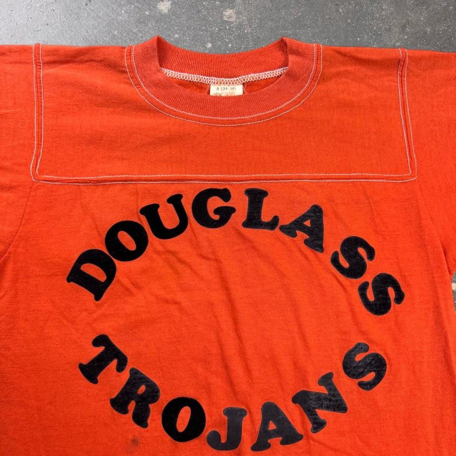 1970s bantams douglass trojans orange tee | Small