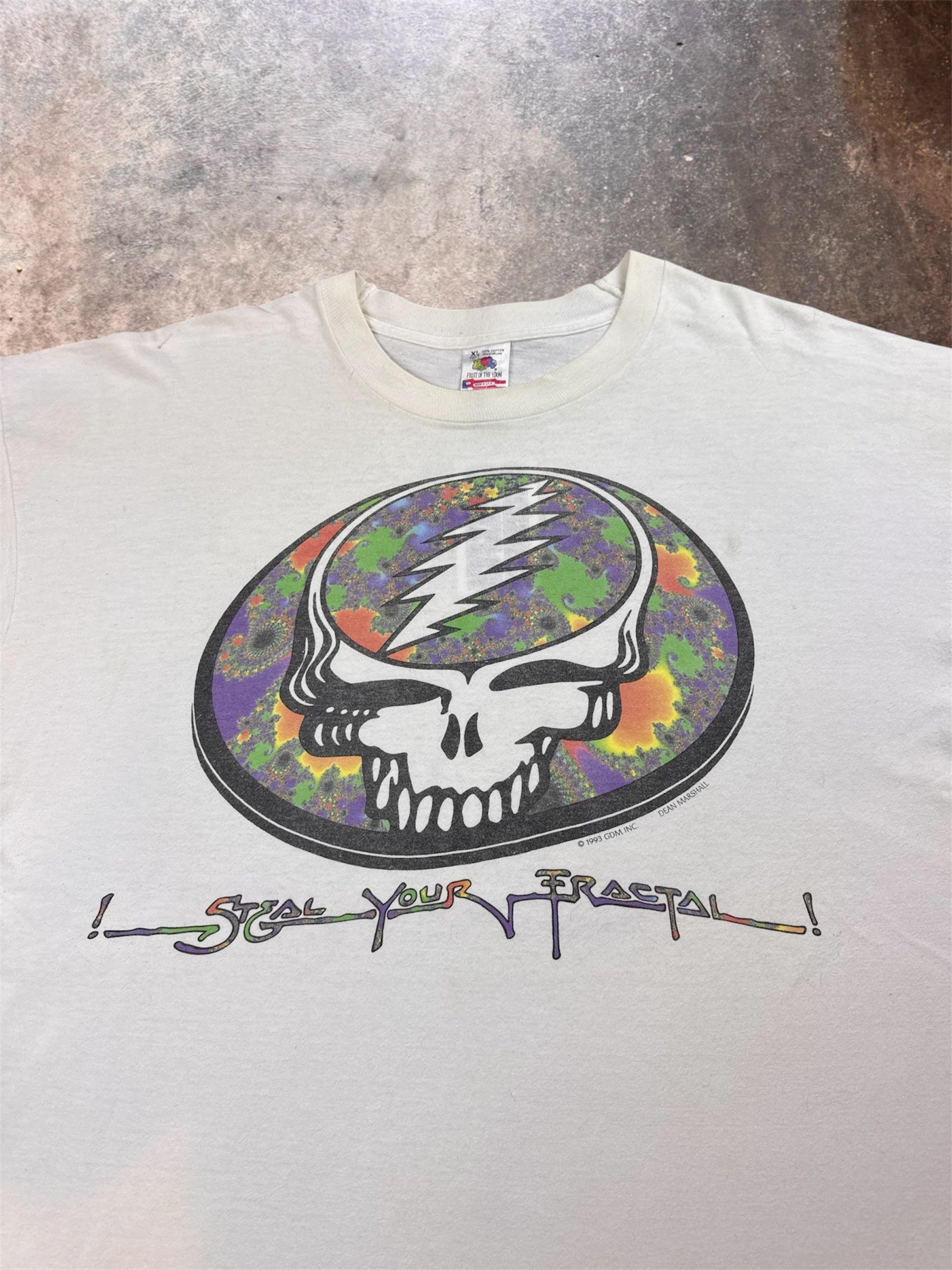 1990s Grateful Dead Fractal White T Shirt | XL
