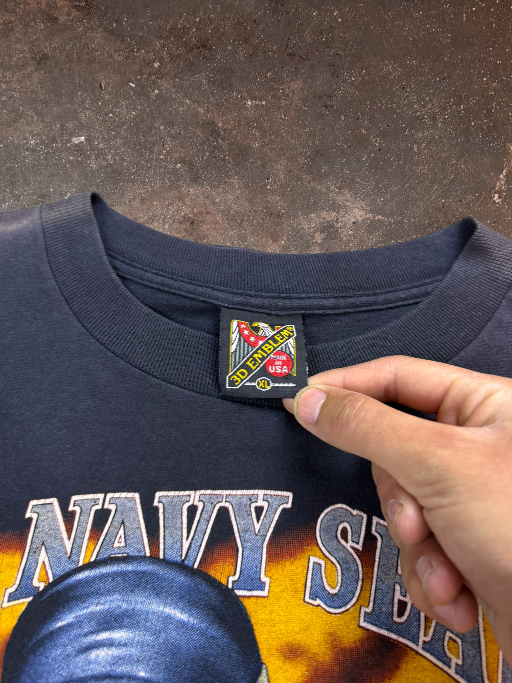 1990s U.S Navy Seals 3D Emblem Black Shirt| XL