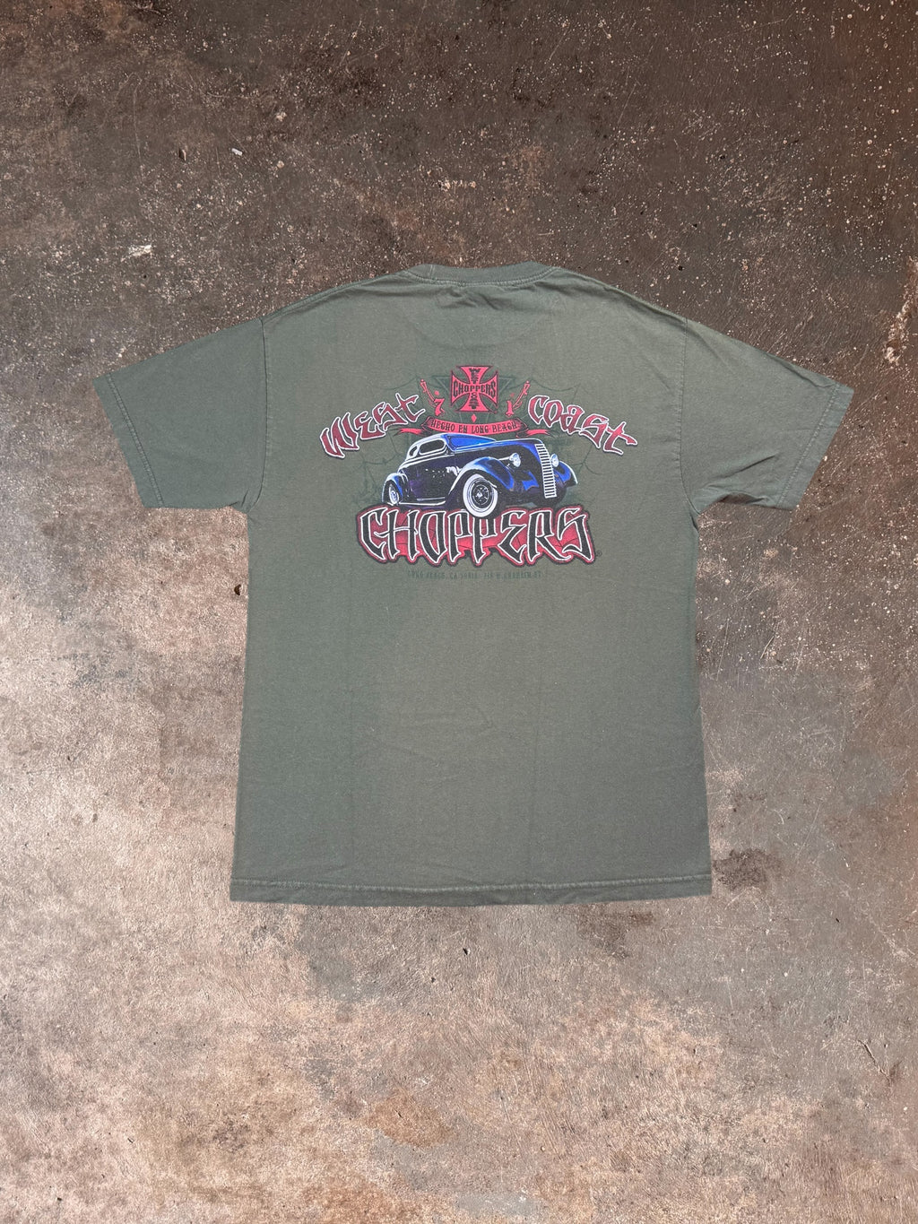 2000s West Coast Choppers Army Green T Shirt | Large