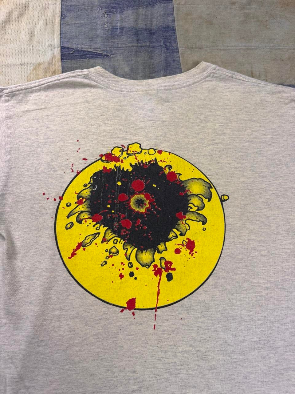 1990s Smiley Face Bullet Hole Graphic Tee | Medium