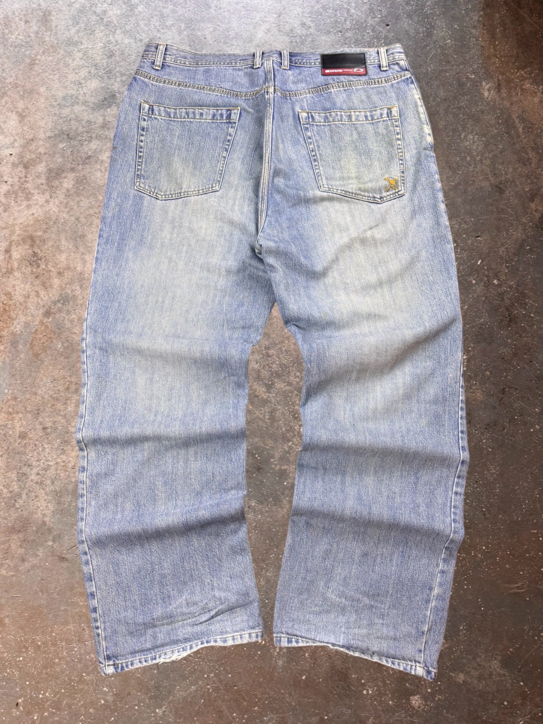 1990s Oakley Industrial Denim Wide Leg Baggy Jeans | 39 x 32