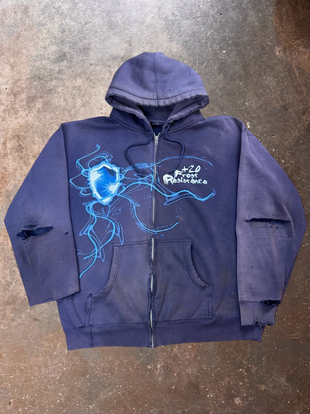2000s Distressed World of Warcraft Faded & Smoked out Hoodie | Large