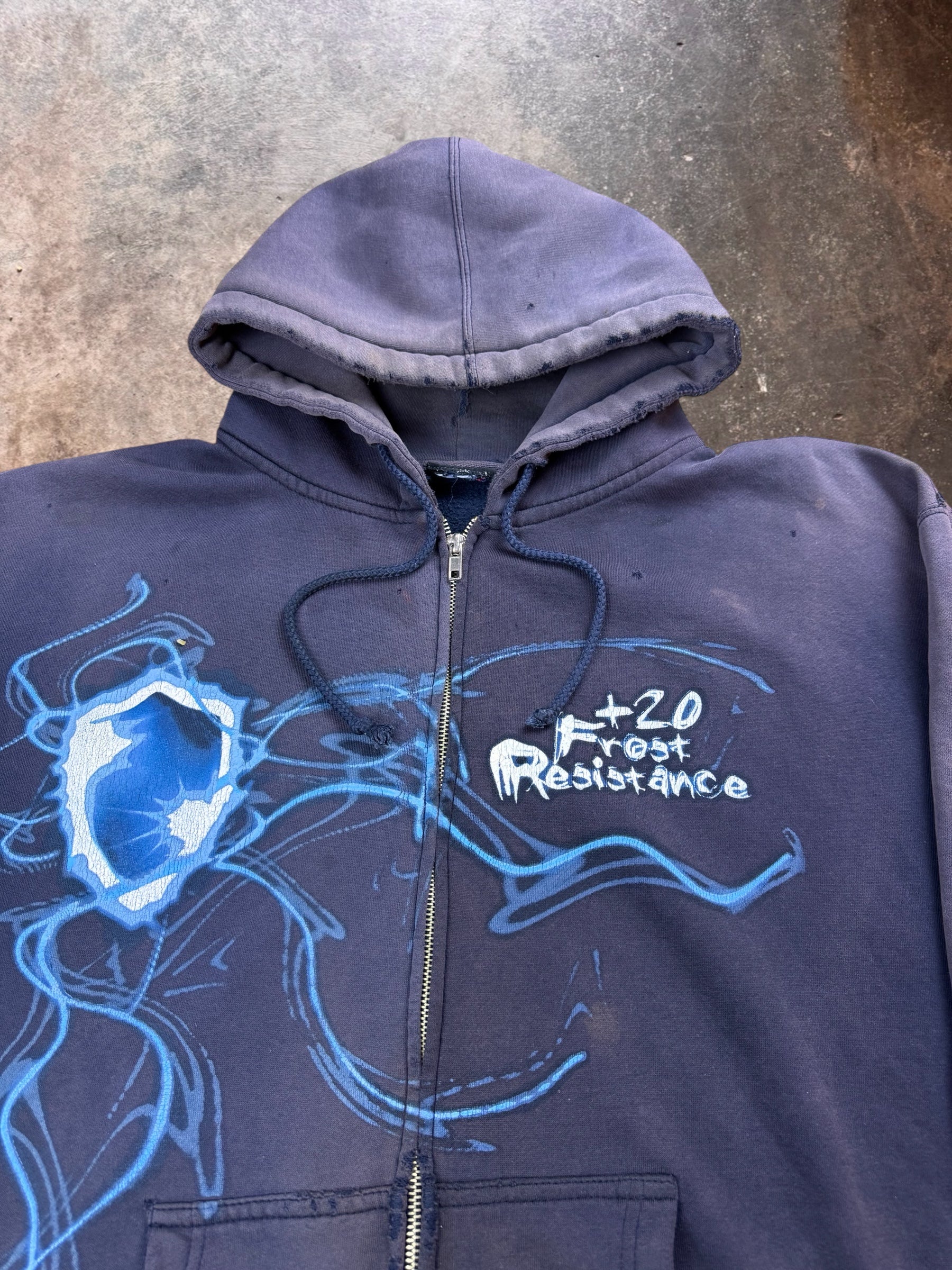 2000s Distressed World of Warcraft Faded & Smoked out Hoodie | Large