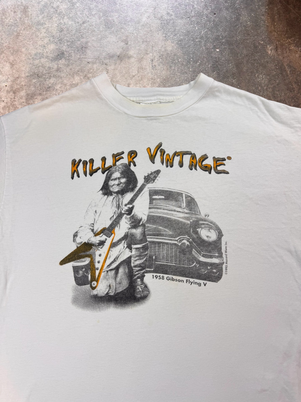 1990s Killer Vintage Gibson Flying V Guitar Geronimo Promotion  T Shirt | XL