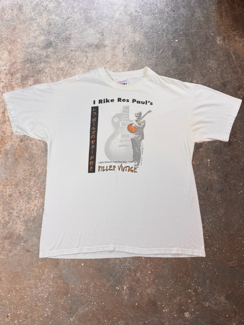 1990s Killer Vintage Gibson Les Paul Japanese Promotion T Shirt | XL