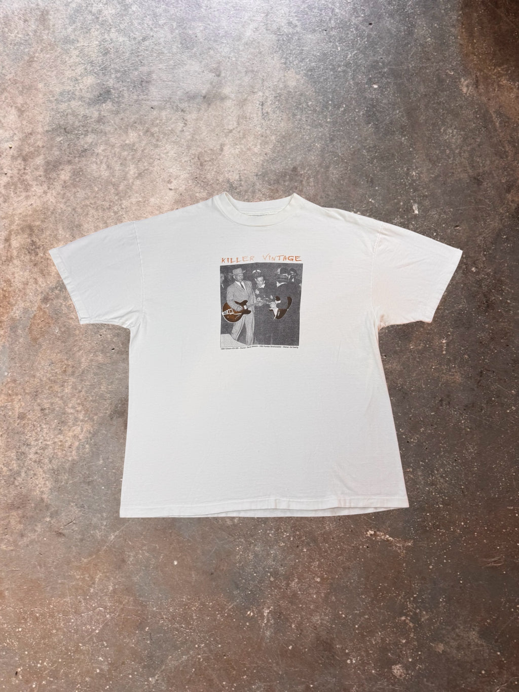 1990s Killer Vintage Gibson & Fender T Bone Walker Guitar Promotion T Shirt | XL