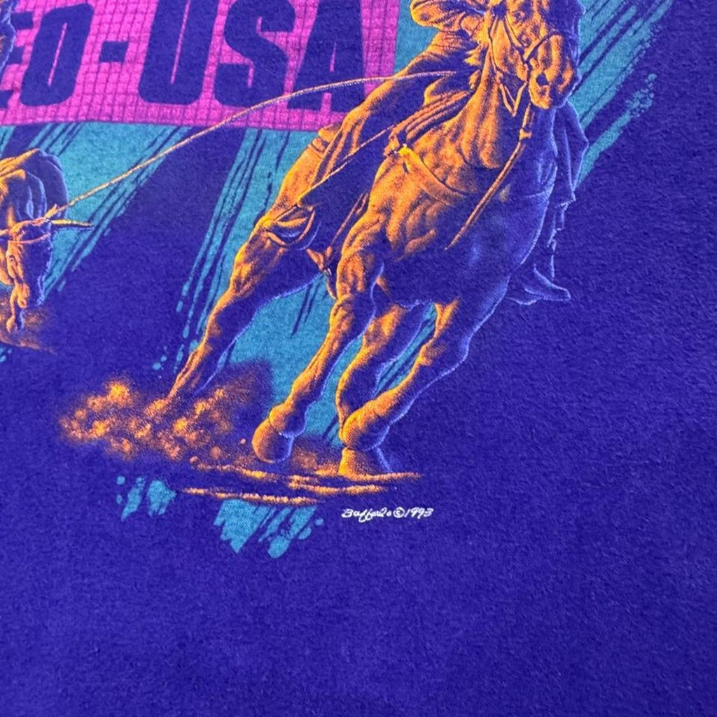 1993 Reno Rodeo USA Cowboy Graphic Tee | Large