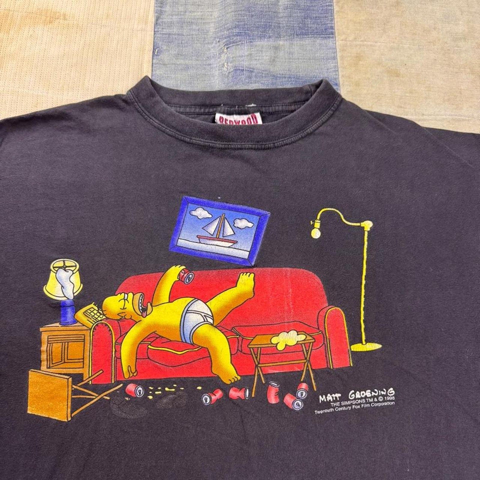 1998 The Simpsons Homer Couch Graphic Tee | Large