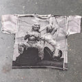 1990s Cotton Trading Co Biker Babes Motorcycle All Over Print Tee | XL