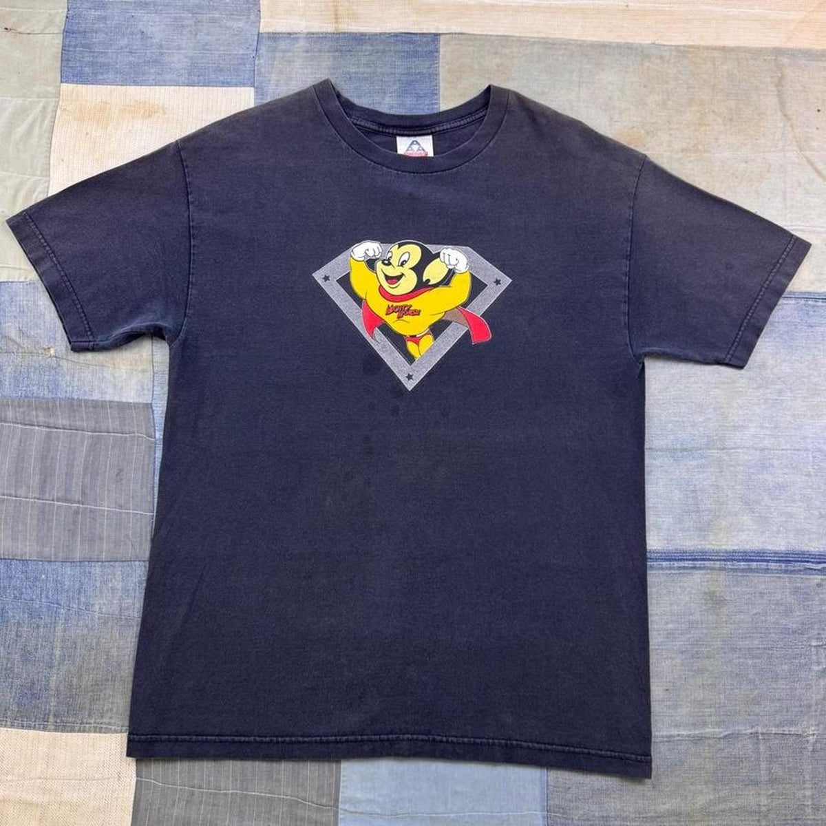 2000s Mighty Mouse Superhero Cartoon Graphic Tee | Large