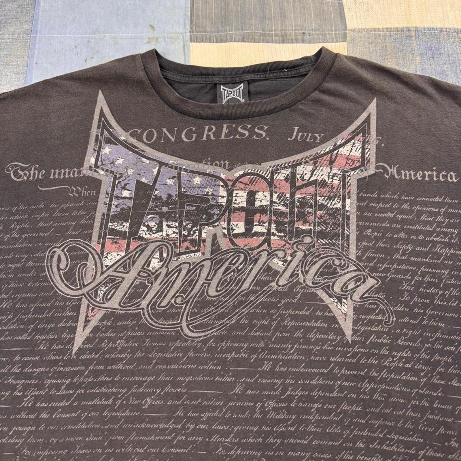 2000s Tapout American Flag Declaration Graphic Tee | 2XL
