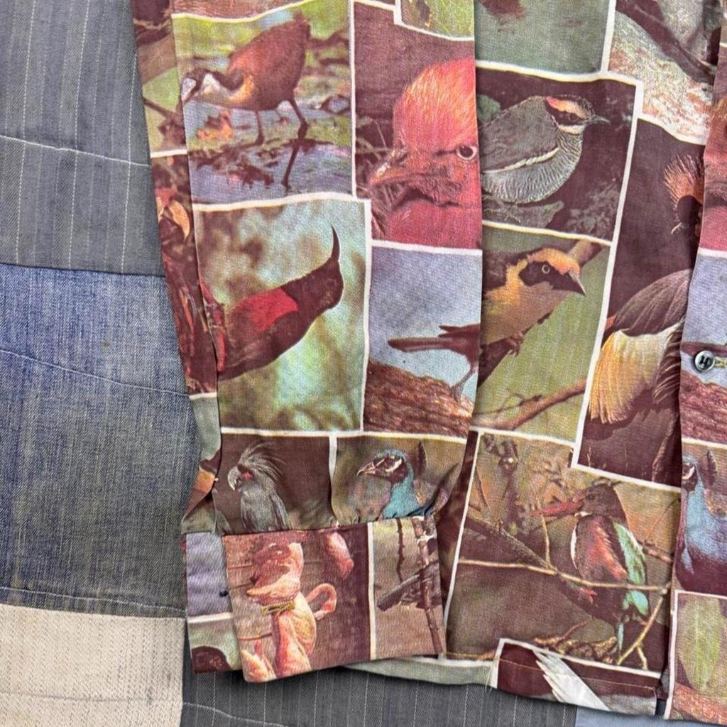 1970s Piccini Bird Photo Collage Novelty Disco Shirt | Medium