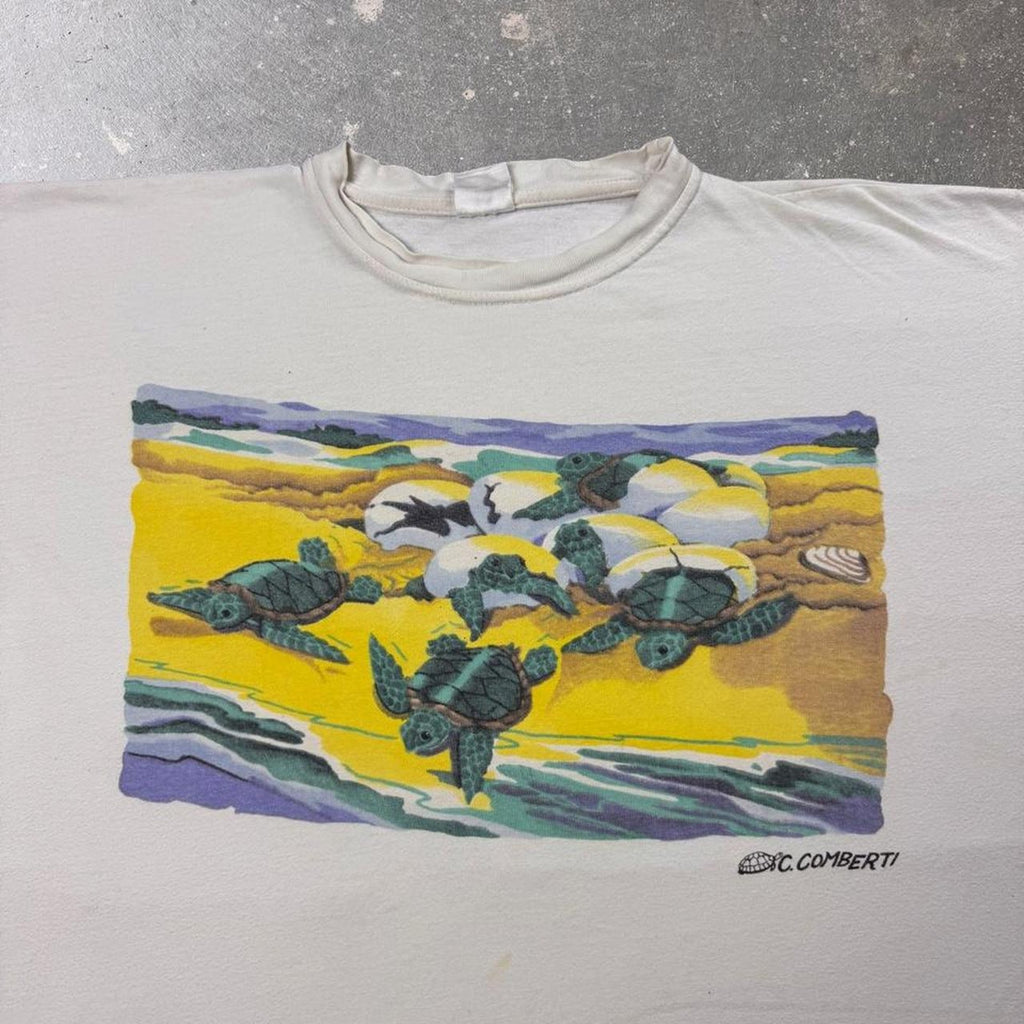 1990s C. Comberti Sea Turtle Ocean Graphic Tee | XL