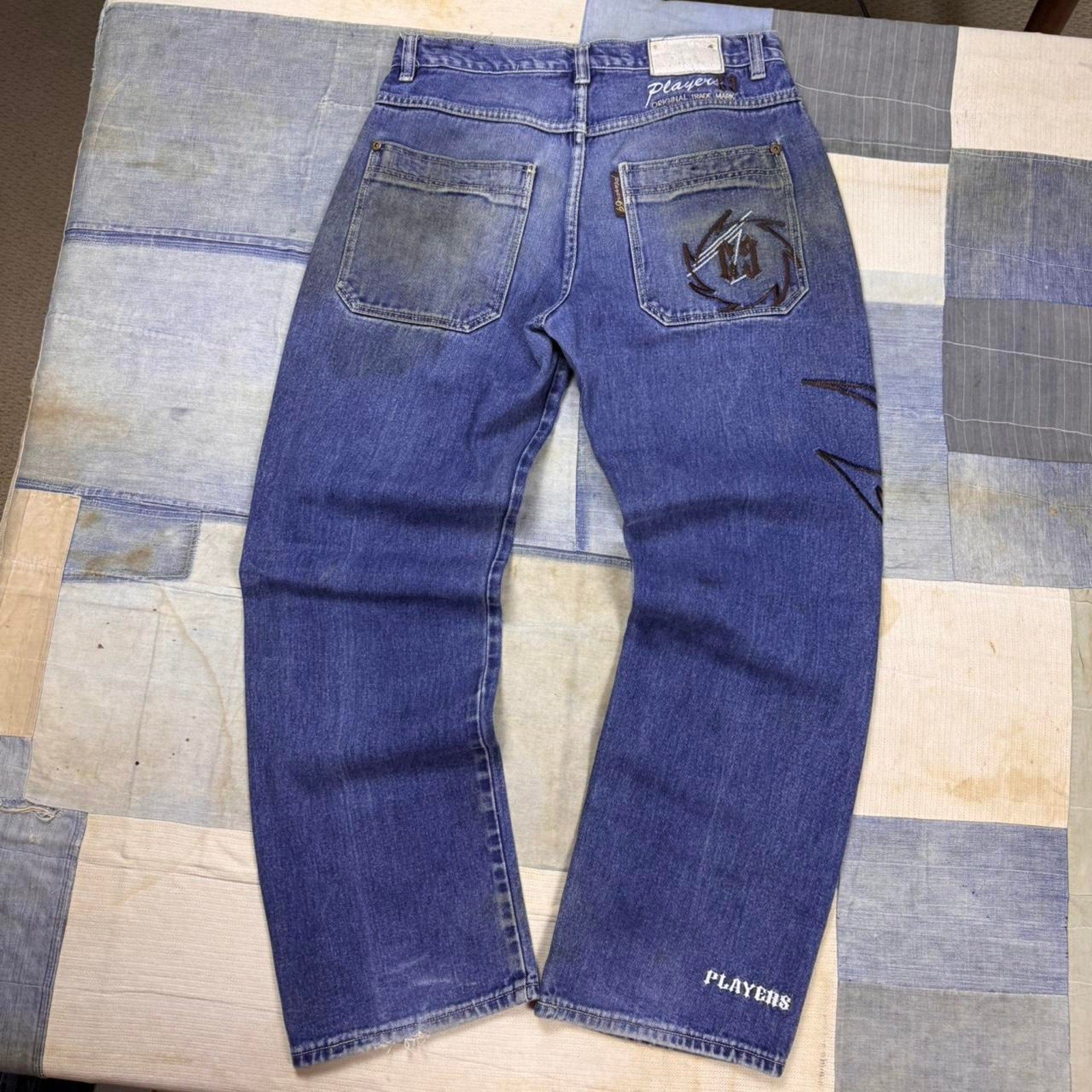 2000s Players69 Embroidered Baggy Denim Jeans | 32x34